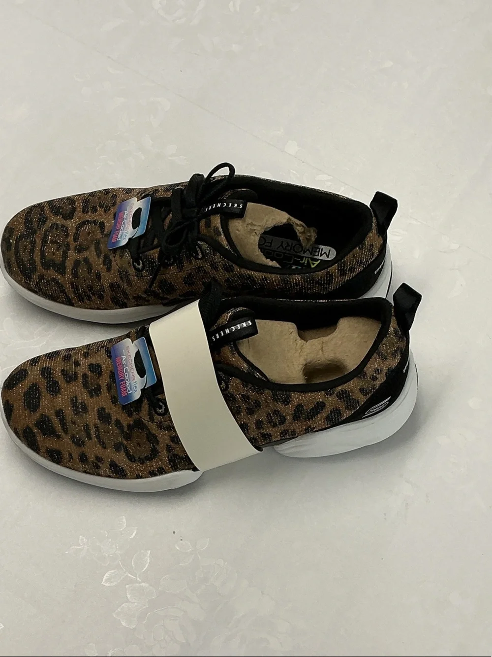 Skechers Kids Leopard Print Slip-On Sneakers - Brown and Black